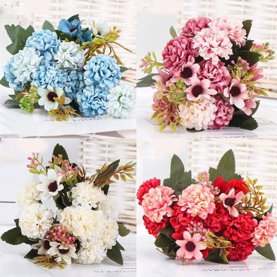 【cw】 15 flower head silkartificial flower white wedding flowersbouquet fake flower partydecoratio