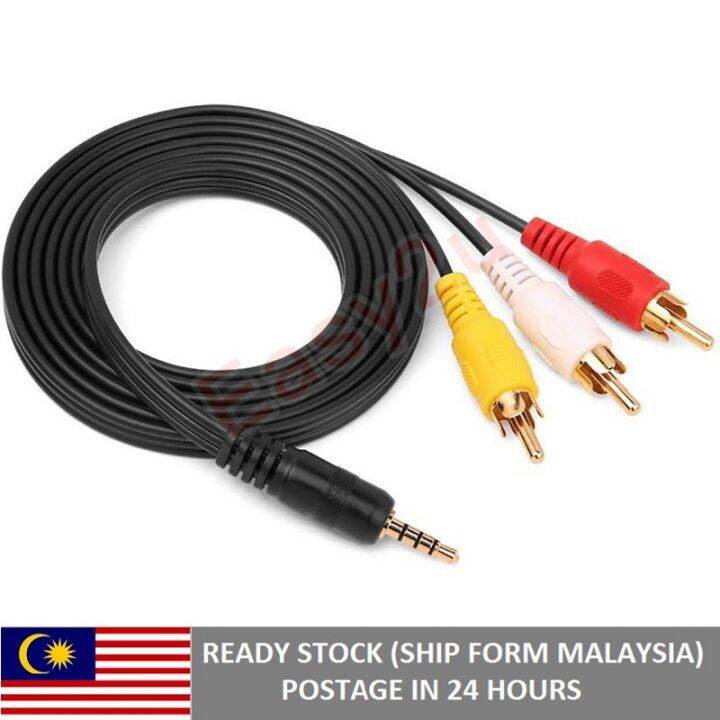 Gold Plated Aux 3.5mm Male to 3 RCA AV Camcorder Video Cable RCA Male