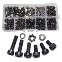 1200 Pcs Nuts Bolts Set Hex Bolts Nut and Washer Assortment Screws Bolts M3 Tool Kit with Plastic Box (Black)