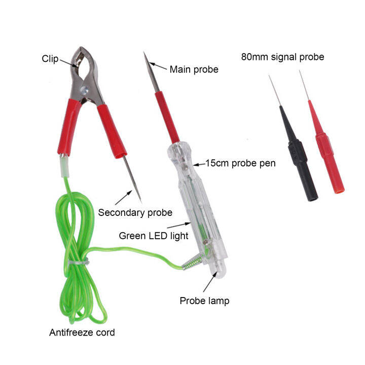 ชุดตัวทดสอบ12v2-4v-เครื่องทดสอบวงจรรถยนต์สองทางตัวหนีบโพรบไฟทดสอบคู่ทดสอบแรงดันไฟฟ้าอัลลิเกเตอร์สำหรับการบำรุงรักษา