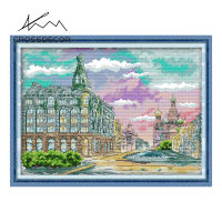 Crossdecor Cross Stitch ชุดพร้อมวัสดุ Stamped Canvas City Landscape Series Handmade 11CT 14CT เย็บปักถักร้อย DIY ชุดเย็บปักถักร้อย Home Decor จอแสดงผล Sala - Singh House โดย Katarina Besperstova