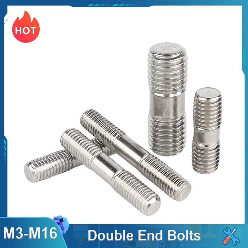 Details about   M5M6 304 Stainless Steel Lengthen Equallength Double head Stud Through Wall Stud 
