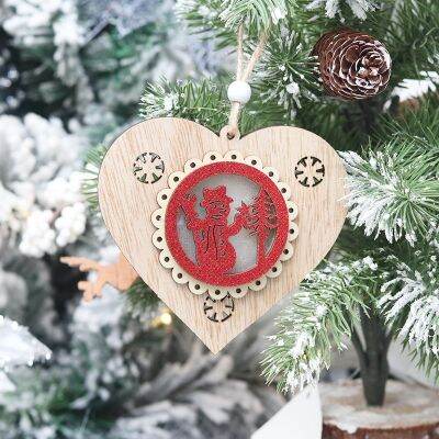 [COD] Cross-border decorations painted led luminous wooden tree pendant gift