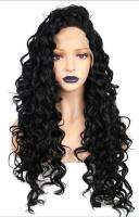 Anogol High Temperature Fiber Brazilian Perruque Hair Long Kinky Curly Black Synthetic Lace Front Wig For African American Women ของขวัญ ของขวัญ