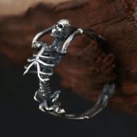 Full Body Skeleton Skull Ring Men and Women Hip Hop Rock Dark Skull Open Ring Locomotive Punk Gothic Jewelry