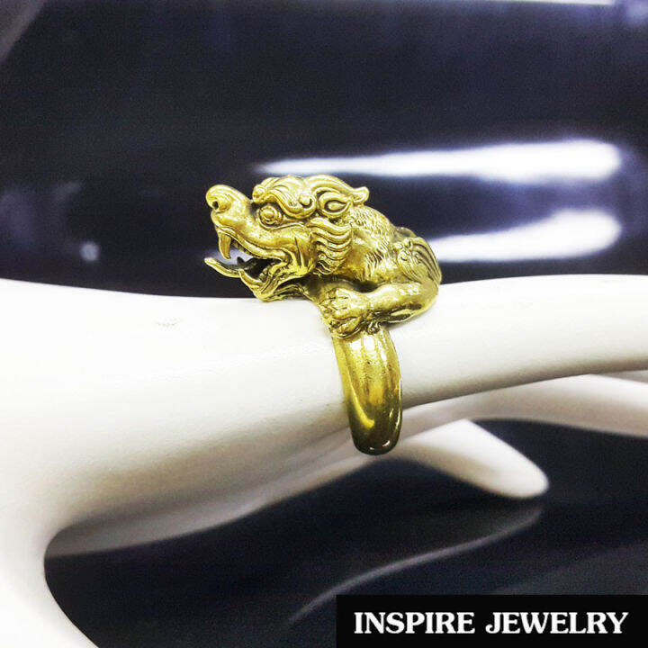 inspire-jewelry-แหวนปี่เซี้ยะ-หล่อจากทองเหลืองนอกทั้งวง-สรีระสวยงามมาก-แหวนมงคลดูดทรัพย์