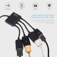 OTG Hub เคเบิลตัวเชื่อมต่อตัวแยก 4 พอร์ต Micro USB Power การชาร์จเครื่องชาร์จ micro USB OTG 4 in 1