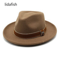 lidafish Men 100 Wool Felt Fedora Hat Vintage Curved Brim Pork Pie Jazz Hat Autumn Winter Gangster Trilby Hats