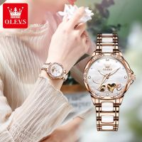 OLEVS 6613 Automatic Mechanical Fashion Women Wristwatch Ceramic Band Waterproof Watches For Women