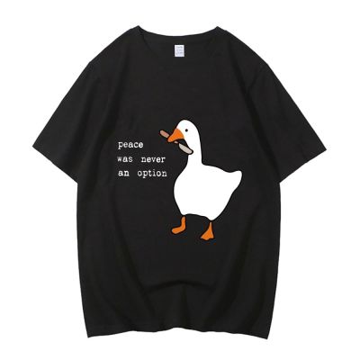 Cotton High Quality EU Size T Shirt Peace Was Never An Option Goose Printing Mens Casual T shirt Unisex Streetwear Male XS-6XL