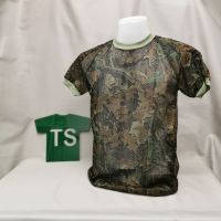 เสื้อยืดแขนสั้นผ้าฉลุบุไหล่ลายพรางทหาร หลายลาย [สินค้าพร้อมส่ง]