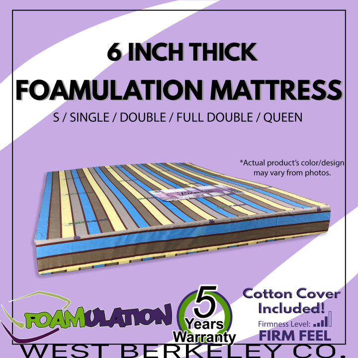 Original FOAMULATION Foam Mattress 6 INCH THICK 30x75 / 36x75 / 48x75