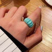 LK-Women Hand Painted Stackable Resin Geometric Irregular Candy Color Opening Ring for Date