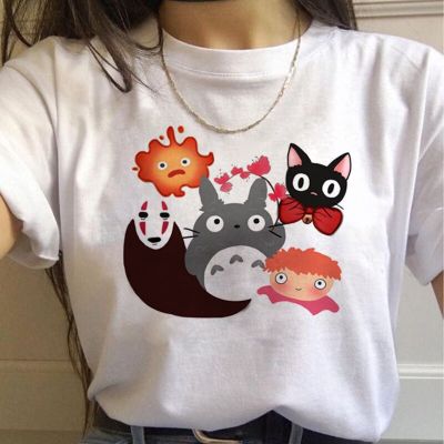 Fashion Totoro Studio Ghibli T-shirt Hayao Miyazaki Kawaii Cartoon Womens Tshirt 90S Gildan