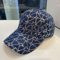 2022 Peaked Cap Female Summer Thin Hat Korean Washed-out Denim Sequin Fashion Face-Looking Small Sun-Proof Baseball Cap