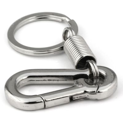 6X Sturdy Carabiner Key Chain Key Ring Polished Key Chain Spring Key Chain Business Waist Key Chain, Silver