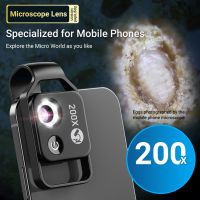 200X HD Magnification Microscope Lens for Phone Camera Lens Phone Mobile Macro Lens with 6 LED Lights  2 Level Brightness 【ELEGANT】