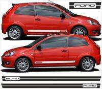 For x2 For Ford Fiesta MK6 Custom Design "Ford" side Stripes Stickers Vinyl Window