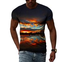 Summer trendyol Men Landscape Print T-shirts New 3D Natural Scenery graphic t shirts Fashion Casual O-neck Short Sleeve Tee Tops