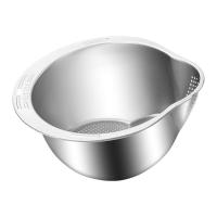 Rice Washer Strainer Bowl 304 Stainless Steel Rice Rinsing Bowl Inclined MouthThicken Large Rice Washer Bowl For Tableware stunning