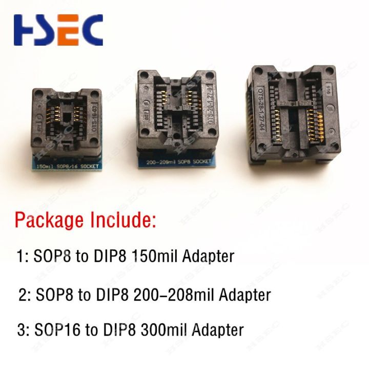 3pcs-sop8-sop16-to-dip8-adapter-ic-socket-for-ch341a-ezp2010-2013-2019-rt809h-rt809f-minipro-tl866cs-a-tl866ii-plus-programmer