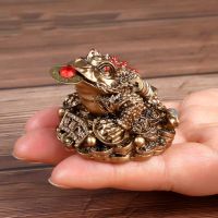 [hot]☃۞☃  Resin Shui Toad Money Wealth Ornament Chinese Frog Coin Office Business Desktop