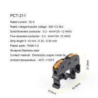 5/10/30/50/100ชิ้นราง Din ประเภทขั้วต่อสายไฟ Pct-211ชุดต่อสายไฟขนาดเล็กสายเคเบิลตัวนำบล็อกขั้วแทน Uk2.5b
