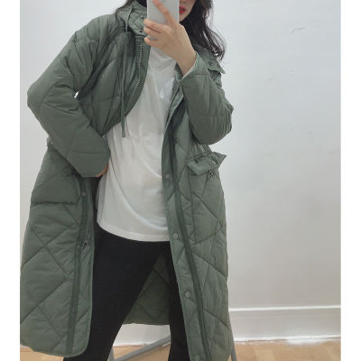 Womens Oversize Parka Lightweight Cotton Padded Jacket Long Quilted Coat With Hood Solid Pockets Overcoat Outerwear Winter