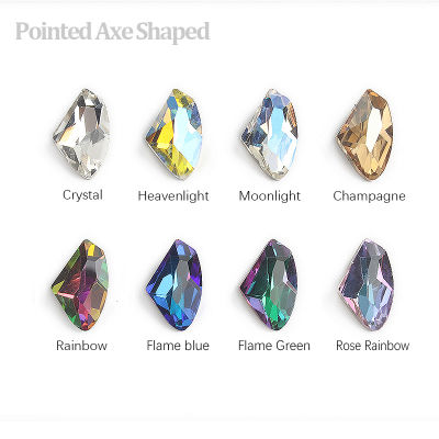 9x14MM Pointed Axe Shape Crystal Glass Nail Art Rhinestone 3D DIY Manicure Decorations 2050Pcs
