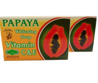 PAPAYA WHITENING SOAPสบู่มะละกอไวท์เทนนิ่งวิตามินซีแอนด์อี 135ก VITAMIN C&amp;E(6 packs in a box)