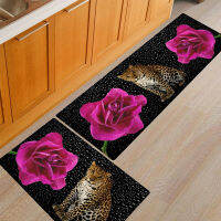 3D Tiger and Rose Printed Shaggy Soft Area Rug Floor Mats for Kitchen Living Room Bedroom Bathroom Non-slip Absorent Water