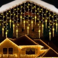 ZZOOI LED Icicle Lights Outdoor Christmas Lights LED Curtain Icicle String Lights Droop 0.5-0.7m Garden Street Tree Fairy String Light