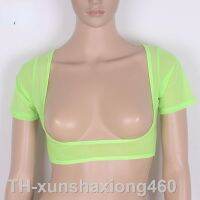 2023❈ Belly Crop Top Stretchy Mesh Short Sleeve Chest Dancewear Bottoming dance Accessories