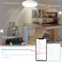 BSEED Wifi Double 1Gang Touch Switches 123Way สวิทช์ผนังกระจก Led Light Switch ทำงานร่วมกับ Tuya Smart Life Alexa App