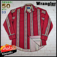 Wrangler®แท้ อก 50 เสื้อเชิ้ตผู้ชาย แรงเลอร์ สีแดง เสื้อแขนยาว เนื้อผ้าดี เสื้อยีนส์บาง เสื้อวินเทจ