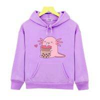 HOT★Chubby Axolotl สนุกฟองชา Hoodie Kawaii เสื้อกันหนาวพิมพ์ลายเสื้อผ้าเด็กเสื้อผ้าเด็กหญิง Y2k Sudaderas Hoodies เด็ก Unisex Pullover