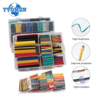 127-750PCS Thermoresistant Tube Heat Shrink Tubing for wires Cable insulation Shrinkable Sleeve heat shrink tubes assortment Kit