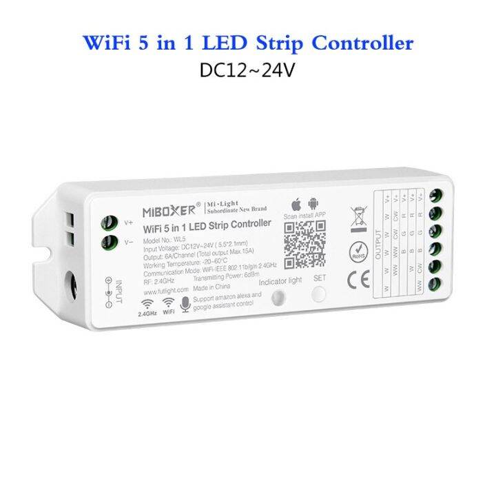 worth-buy-wl5-yl5อัพเกรดรุ่น-onwifi-5-in-1-dc12v-ตัวควบคุมไฟ-led-24v-2-4g-หรี่สำหรับแถบไฟ-led-เดียว-ccrgbw-rgb-cct