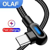 OLAF สายไมโคร USB ชนิด C 90องศา,รองรับ2.4A ชาร์จเร็ว1ม. 2ม. สำหรับ Xiaomi 12 11 Samsung Huawei สาย USB Type C Microusb