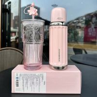 Starbucks Cherry Blossom Cup Classic Goddess 550ml Peach Blossom Pink Gradient Glass Straw Cup with Dust Plug. ซื้อทันที เพิ่มลงในรถเข็น