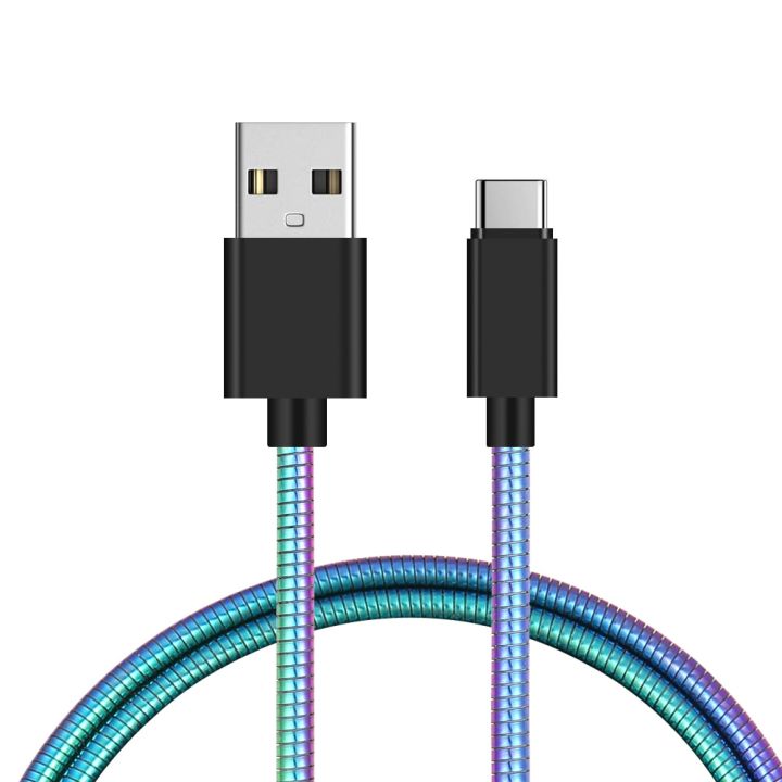 6ft-ซิงค์โลหะ-usb-type-c-โทรศัพท์สายสายสปริงข้อมูลสำหรับชาร์จโลหะเครื่องชาร์จ-usb-รวดเร็วไอโฟนโทรศัพท์มือถือ