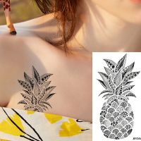 VANKIRS Cute Pineapple Tattoo Stickers Fake Black Women Henna Totem Temporary Tattoo Indians Body Arm Girls 3D Waterproof Tatoos Stickers