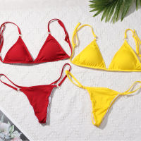 【CW】1Set Summer Sexy Solid Bikini Solid Swimsuit Women Split Swimwear Sling Backless Metal Buckle Bathing Suit Summer Beach Swimming