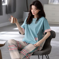 New Womens Home Clothes 100 Cotton Womens Pajamas Set Home Suit Lady Homewear Home Costumes Female Pajamas Set