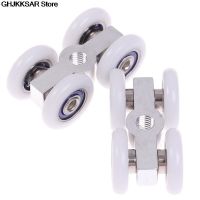 2Pcs Shower Room Aluminum Four-wheel Hanging Pulley Roller For Bathroom Glass Slide Door Waterproof Bearing Crane Toilet Door