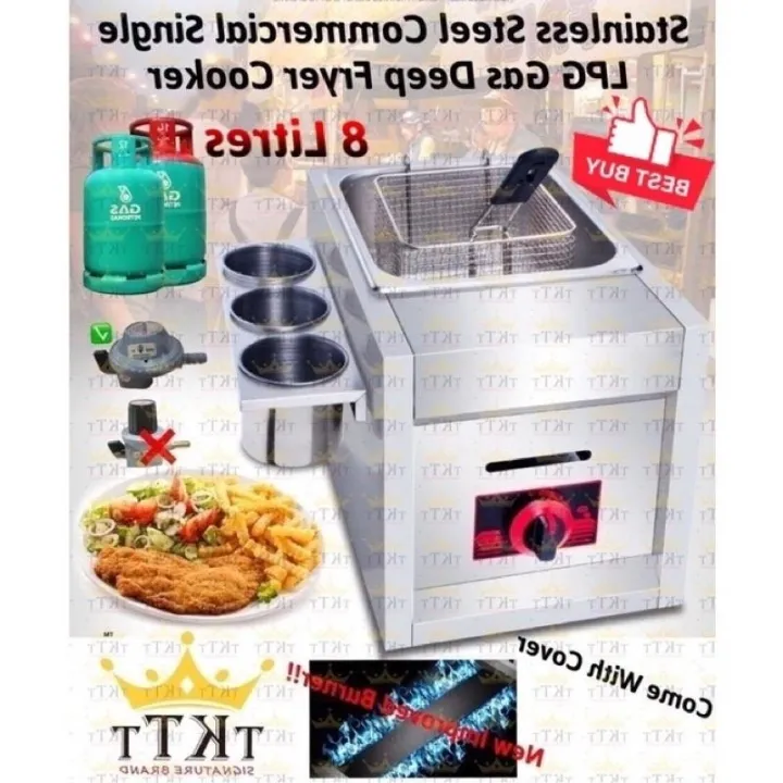 TKTT 8 Litre LPG Commercial Gas Deep Fryer Western Fast Food Fryer Tempura Stove Dapur Gas