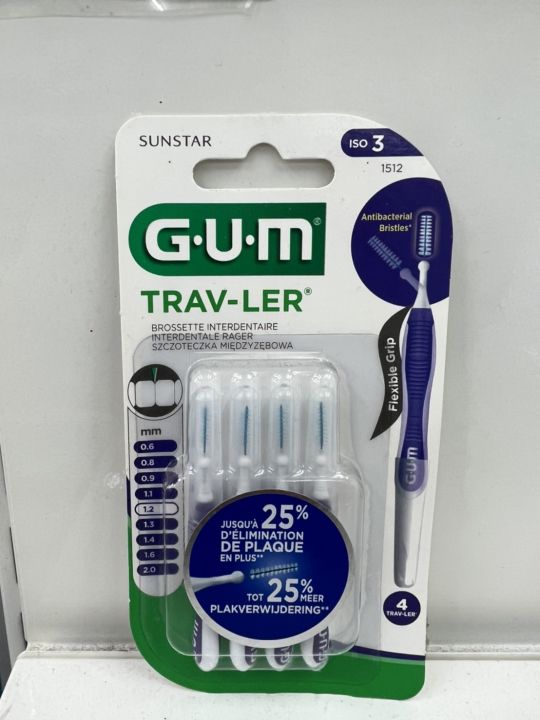 sunstar-gum-trav-ler-แปรงซอกฟัน-สำหรับพกพาพร้อมปลอกหุ้มทรงกระบอก-1-2-mm-รุ่น-1512-4ชิ้น