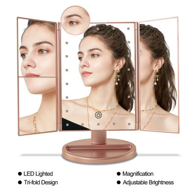 Makeup Mirror 3 Colors LED Light Vanity Mirror Touch Screen Flexible Magnifying Cosmetic USB Battery Use Makeup Tools