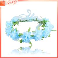 QIAO หน้าผากที่หน้าผาก พวงมาลาผมเจ้าสาว สีสำหรับตกแต่ง ดอกไม้ประดับดอกไม้ ที่คาดผมดอกไม้ แต่งงานในงานแต่งงาน อุปกรณ์เสริมผม พวงหรีดชายหาด ผู้หญิงผู้หญิงผู้หญิง