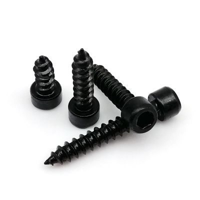 【LF】 10/50pcs m2 m2.6 m3 m3.5 m4 m5 m6 aço carbono preto allen hex hexágono tampa de soquete cabeça redonda auto tocando parafuso madeira l   4-50mm